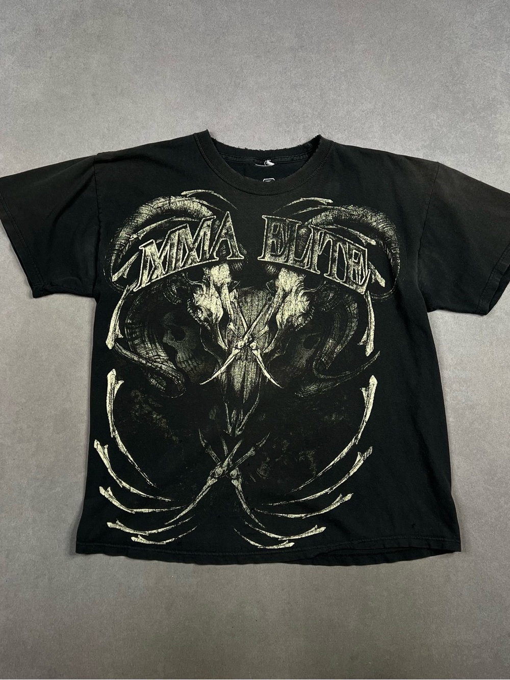 Vintage Affliction Style Black MMA Elite Graphic Short Sleeve Tee
